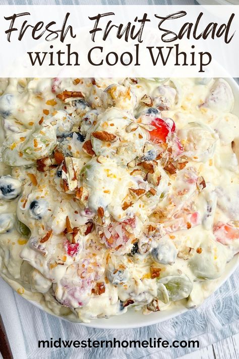 Fruit Salad With Cool Whip Easy, Fluffy Fruit Salad Recipes, Congealed Salad Recipes Thanksgiving, Fruit Salad With Cool Whip And Pudding, Best Summer Fruit Salad, Fruit With Cool Whip, Fruit Cool Whip Dessert, Cool Whip Salads Instant Pudding, Pudding Fruit Salad Recipe