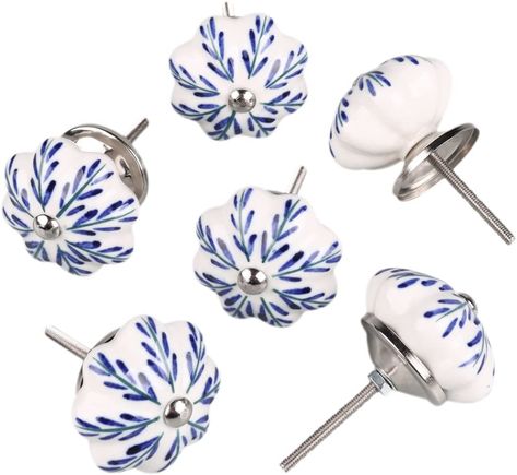 sourcing map Pack of 6 Drawer Knobs Ceramic Knobs Drawer Pull Handle Cupboard Door Classic Macrocarpa Branch (Blue and White Porcelain) 40 x 26 mm : Amazon.de: DIY & Tools Painted Cupboards, Ceramic Door Knobs, Cupboard Cabinet, Kitchen Knobs, Cupboard Wardrobe, Vintage Knobs, Wardrobe Handles, Cabinet Hardware Pulls, Cupboard Handles