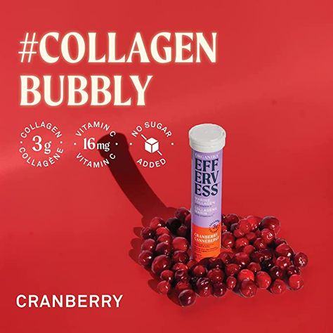 3g of collagen: get 3g of collagen per serving with our tabelts. The highest amount of collagen in an effervescent tablet on the market Added vitamin C: to help with absorption of collagen No sugar added: all natural cranberry flavour with a delicious effervescent fizz Premium marine collagen: pristine freshwater cod source to serve all your beauty benefits with maximum absorption Collagen Drink, Marine Collagen, No Sugar, Vitamin C, Cranberry, All Natural, Cruelty Free, Vitamins, Bubbles