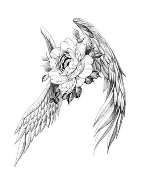 Angel Wings Rose Tattoo, Angel Sleeve Tattoo, Mum Tattoo, Rose Flower Tattoos, Basic Tattoos, Wrist Tattoo Ideas, Armor Tattoo, Remembrance Tattoos, Small Forearm Tattoos