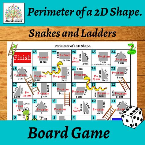 Perimeter of a 2D Shape Snakes and Ladders Dice Game Snake And Ladder, Snakes And Ladders Game, Perimeter Of Rectangle, Mathematics Games, Ladders Game, Ratios And Proportions, Teaching Crafts, Snakes And Ladders, Primary Maths