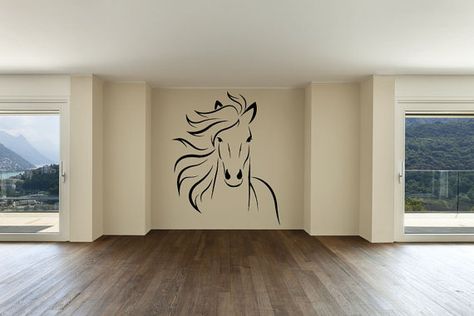 Horse Themed Bedrooms, Horse Mural, Horse Wall Stickers, Horse Bedroom, Horse Wall Decals, Vinyl Wall Words, Stripe Wall, Master Design, Diy Wall Stickers