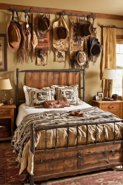 30 Western Bedroom Ideas to Create the Ultimate Rustic Retreat – The Crafty Hacks Small Bedroom Rustic Ideas, Bedroom Ideas Country Style, Antique Western Bedroom, Western Bedroom Paint Ideas, Western Teenage Girl Bedroom, Western Theme Bedroom Ideas, Western Rustic Bedroom, Rustic Farmhouse Bedroom Country, Western Style Bedroom Ideas