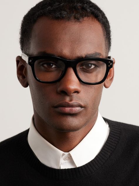 Dior Eyewear's optical glasses are made from black acetate in a classic round profile. They have thick arms detailed with goldand silver-tone accents. Swap out the lenses for your prescription or convert them to sunnies. Mens Glasses Style, Men Round Glasses, Luxury Men's Round Frame Sunglasses, Men’s Fashionable Eye Glasses, Black Man With Glasses, Round Eyeglasses For Men, Mens Prescription Glasses, Thick Glasses, Thick Arms