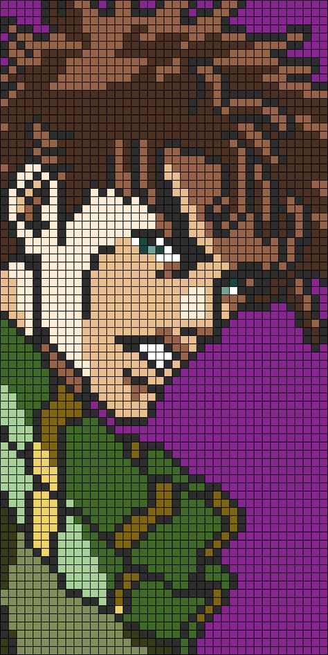 Jojo's Bizarre Adventure Cross Stitch, Jjba Pixel Art Grid, Grid Patterns, Easy Perler Beads Ideas, Hama Beads Design, Pixel Crochet, Joseph Joestar, Pixel Art Grid, Tapestry Crochet Patterns