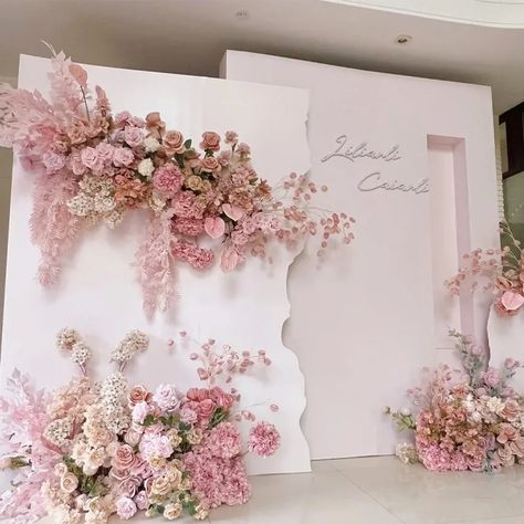 Pink Rose Hydrangea Wedding Backdrop Arch Hanging Flower Row Birthday Party Stage Floor Floral Hydrangea Backdrop, Stage Floor, Wedding Backdrop Arch, Backdrop Arch, Hydrangea Wedding, Event Trends, Diy Wedding Backdrop, Hydrangeas Wedding, Wedding Backdrop Decorations