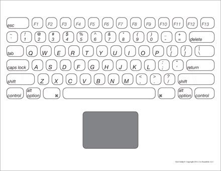 Learn the keys on a keyboard...Make your own laptop or just have fun coloring each key! Laptop Keyboard Stickers Printable, Keyboard Printable, Laptop Printable, Printable Keyboard, Paper Laptop, Keyboard Layout, Key Board, Kids Computer, Diy Laptop