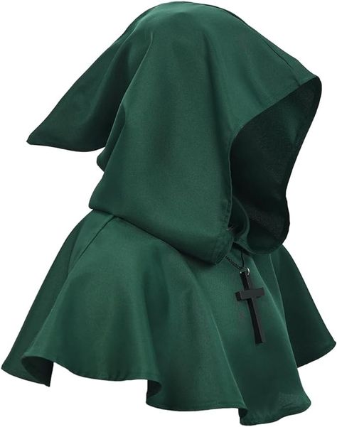 Amazon.com: BLESSUME Medieval Cowl Hat Cross Necklace Wicca Pagan Hood Cosplay Accessory (Green) : Clothing, Shoes & Jewelry Plague Doctor Costume, Medieval Necklace, Doctor Costume, Green Clothing, Chest Piece, Black Clothing, Shoes Jewelry, Cross Necklace, Fashion Show