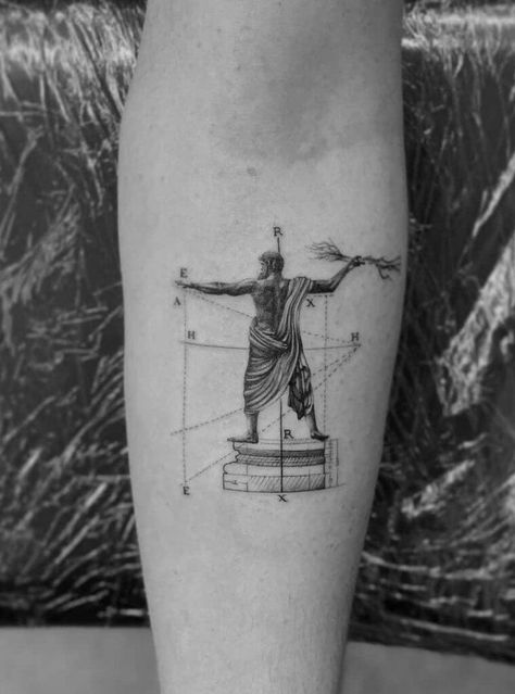 Greek Tattoo Ideas, Tattoo Ideas And Meanings, Greece Tattoo, Tato Geometris, Greek Tattoo, Greek God Tattoo, Small Wave Tattoo, Outer Forearm Tattoo, Poseidon Tattoo