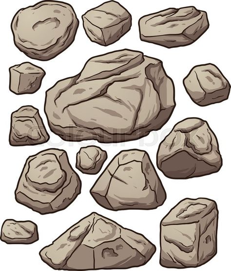 Stock vector of 'Cartoon boulders. Cartoon boulders, rocks and pebbles. Vector clip art illustration with simple gradients. Each on a separate layer.' Deku Vs Todoroki, Boulder Rock, Drawing Rocks, Tree Drawings Pencil, Rock Textures, Texture Drawing, Rock And Pebbles, Forest Illustration, Marker Drawing