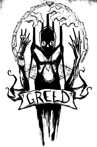 GREED | 7 Deadly Sins | Artist: Shawn Coss | Instagram Shawn Coss, 7 Deadly Sins, Black And White, White, Instagram, Black