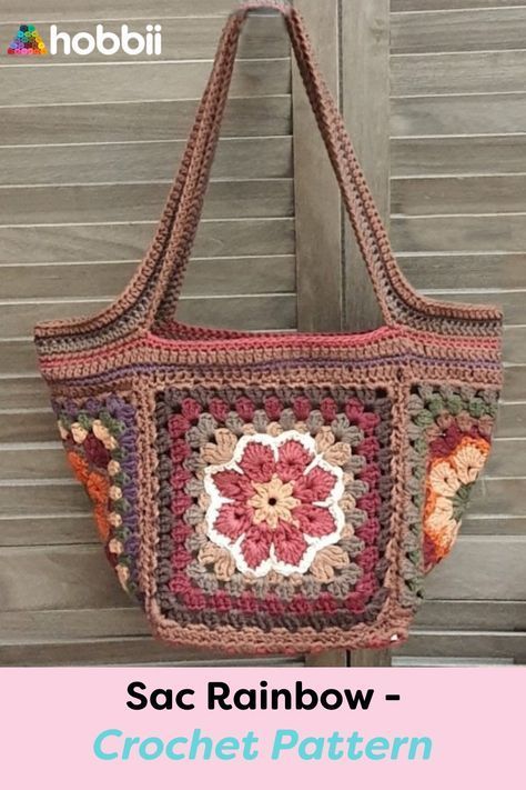 Sac Rainbow - Bag, Crochet Pattern Confection Au Crochet, Rainbow Bag, Crochet Bag Pattern Free, Basket Pattern, Bag Pattern Free, Crochet Market Bag, Crochet Vintage, Crochet Simple, Handbag Pattern