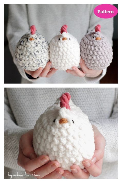 8 Chubby Chicken Amigurumi Crochet Patterns - Page 2 of 2 Knitted Chicken, Mabel Chicken, Chicken Plush, Chicken Crochet, Chicken Pattern, Crochet Mignon, Crochet Chicken, Chicken Gifts, Baby Chickens