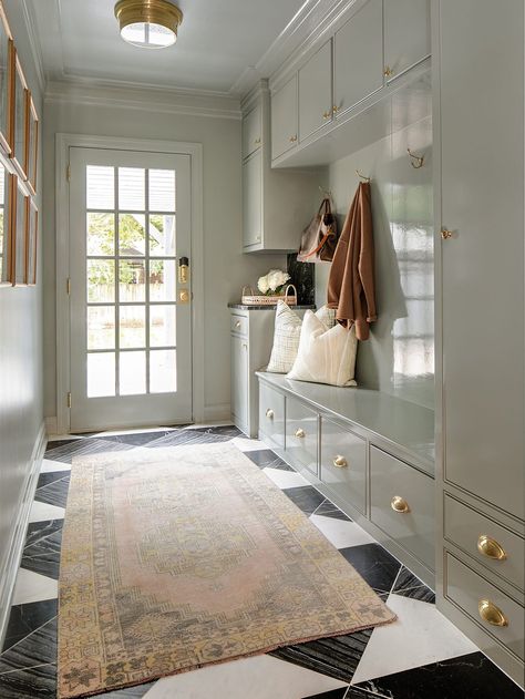 Armoire Entree, Lacquered Walls, Blue Gray Paint, Tudor Style Homes, Mudroom Design, Farrow And Ball Paint, Dekorasi Kamar Tidur, Grey Paint Colors, Brown Interior