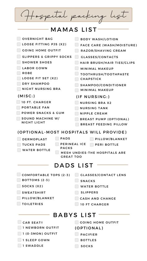 The All-Inclusive Hospital Bag Checklist - Sincerely Kait Second Time Mom, Hospital Packing List, Baby Hospital Bag Checklist, Hospital List, Hospital Checklist, Mom Checklist, Pregnancy Hospital Bag, Baby Hospital Bag, Baby Delivery