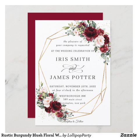 Spanish Wedding Invitations, Geometric Invitation, Geometric Invitations, Blush Floral Wedding, Chic Wedding Invitations, Classic Invitation, Burgundy Wedding Invitations, Spanish Wedding, Floral Greenery