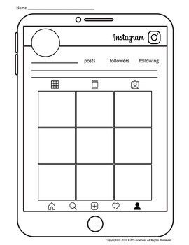 Instagram Template- Social Media Template- No Prep! Printable and Digital😁#InstagramStoryTemplates #FreeDesignResources #SocialMediaTemplates #CreativeContentIdeas #PinterestInspiration Social Media Profile Template, Instagram Account Template, Twitter Template, Social Media List, Snapchat Template, Phone Template, Social Media Drawings, Facebook Templates, App Template