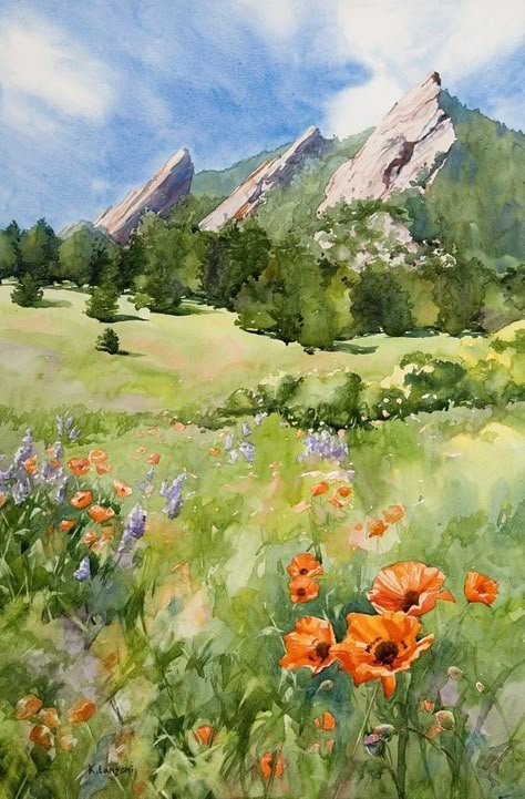 Watercolor Scenery, Canvas For Beginners, Landscape Paintings Acrylic, 수채화 그림, Watercolor Landscape Paintings, Easy Watercolor, Beginner Painting, Watercolor Inspiration, Art Landscape