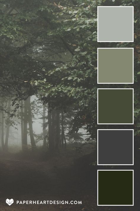 Forest Paint Palette, Olive Drab Aesthetic, Forest Colour Pallet, Earthy Green Color Palette, Forest Color Scheme, Website Aesthetic, Fog Forest, Apple Kitchen, Colour Pallets