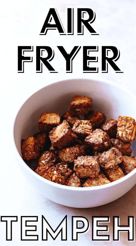 Super crispy, filling and flavorful Air Fryer Tempeh will become a meal time staple in no time! This Air Fried Tempeh could not be easier to make! Naturally gluten-free and vegan, with beautiful hints of garlic. #tempeh #airfryertempeh #crispytempeh #airfriedtempeh Air Fryer Tempeh, Tempeh Recipes Vegan, Fried Tempeh, How To Cook Tempeh, Vegan Air Fryer, Gluten Free Family Meals, Tempeh Recipe, Tempeh Recipes, Gluten Free Sides Dishes