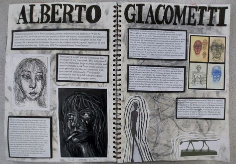 #gcseart #gcseartideas #gcseartinspiration #grade9gcseart #gcseartartistresearch Alberto Giacometti Artist Research Page, Artist Research Page, Artist Research, Grade 9, Alberto Giacometti, Gcse Art, Art Sketchbook, Sculptor, Printmaking