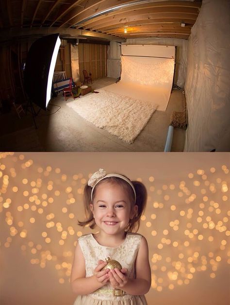 Basement Photo Studio, Basement Photography Studio, Lights Backdrop, Diy Christmas Photoshoot, Home Photo Studio, Photography Studio Setup, Diy Studio, Basement Studio, Shooting Studio