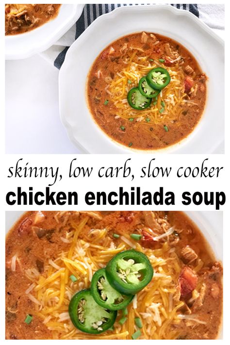 Easy Low Carb Dinner, Crockpot Slow Cooker, Low Carb Low Fat Recipes, Soup Appetizers, Boiled Egg Diet Plan, Chicken Enchilada Soup, Enchilada Soup, Best Low Carb Recipes, Chicken Enchilada