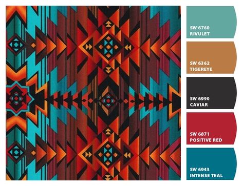 Native American Colors Scheme, Southwest Blue Paint Colors, Rv Color Palette, Navajo Color Palette, Western Home Color Scheme, Western Colour Palette, Cowboy Color Palette, Native American Color Palette, Santa Fe Color Palette