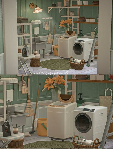 Chrissy 🌿 on Twitter: "tiny laundry room~🧺🪴 #AnimalCrossing #ACNH… " Tiny Laundry Room, Cottagecore Animal Crossing, Tiny Laundry, Animal Crossing Wild World, New Animal Crossing, Animal Crossing Game, Tiny Bedroom, Animal Crossing Qr, Laundry Room Design