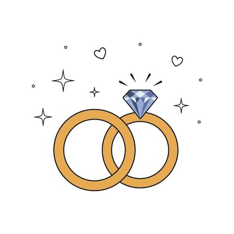 Rings Illustration, Engagement Icon, Wedding Ring Icon, Icon Set Design, Marriage Day, Diamond Icon, Wedding Icon, Shiny Rings, Box Icon