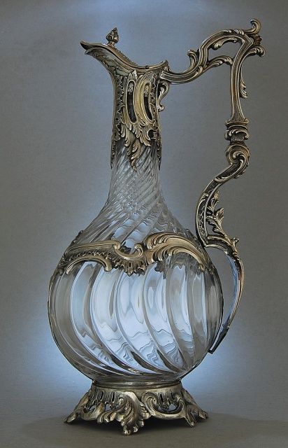 Paris,  c.1890  -  Baccarat Glass - Silversmith: Roussel Eugene Doutre c. 1865-1911, Rue de Braque Baccarat Crystal, Decanters, Antique Glass, Baccarat, Cut Glass, Lalique, Vintage Silver, Tortoise, Antique Silver