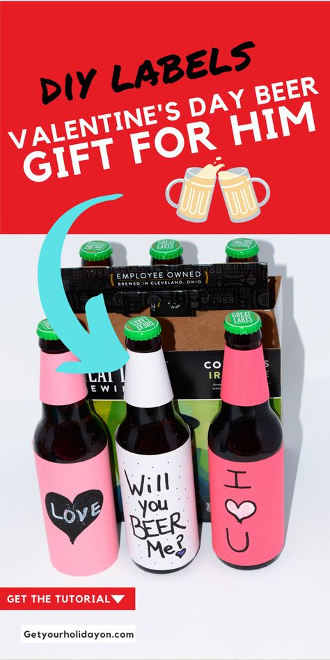 Valentine's Day beer for him. Diy Beer Gifts, Adult Easter Egg Hunt, Making Easter Eggs, Diy Beer, Adult Easter, Valentines Gift Bags, Easter Hunt, Diy Labels, Festive Crafts