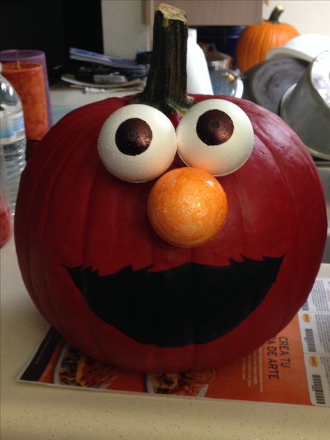 Halloween 2013 Elmo Pumpkin #rikerpumpkins #pumpkin #elmo #sesamestreet #halloween Elmo Pumpkin, Pumpkin Paintings, Pumpkin Decorating Diy, Creative Pumpkin Painting, Creative Pumpkin Decorating, Character Pumpkins, Pumpkin Decorating Contest, Pumpkin Books, No Carve Pumpkin Decorating