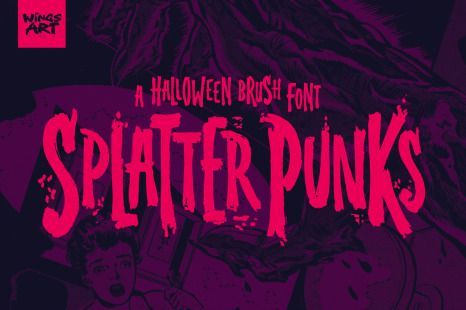 Splatterpunks – A Halloween Brush Font Surprised Cat, Halloween Typography, Spooky Font, Horror Font, Header Design, Halloween Fonts, Wings Art, Online Fonts, Brush Font