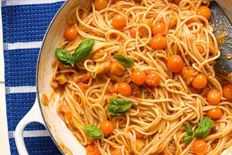 Heirloom Tomato Pasta Recipe on Food52 Sungold Tomato Pasta, Heirloom Tomato Pasta, Tomato Pasta Recipe, Weekday Dinner, Recipe Journal, Parmesan Pasta, Summer Tomato, Pasta Food, Heirloom Tomato