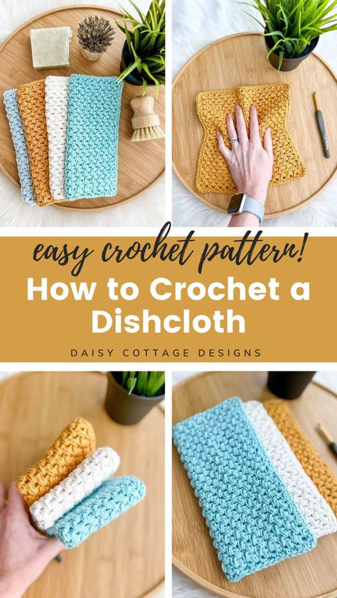 Free Crochet Dishcloth Patterns, Free Crochet Dishcloth, Daisy Cottage Designs, Crochet Washcloth Free Pattern, Crochet Washcloth Free, Crochet Dish Cloth Free Pattern, Daisy Cottage, Dishcloth Patterns Free, Crochet Washcloth Pattern