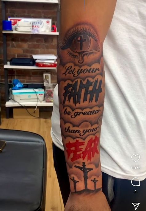 Let Your Faith Be Greater Than Your Fear, Let Your Faith Be Bigger Than Your Fear Tattoo Men, Let Your Faith Be Bigger Tattoo, Let Your Faith Be Bigger Than Your Fear Tattoo, Fear No Evil Tattoo Men, Fear No One Tattoo, Fear God Tattoo Men, Tattoo Behind Ear Men, Faith Over Fear Tattoo