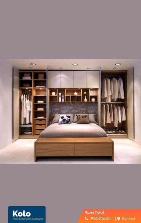 Woodenbed, wardrobe, koloapp, kerala, delhi Wardrobe Behind Bed, Small Closet Design, Modular Bedroom, Art Deco Bedroom Furniture, Bed Furniture Set, Small Bedroom Decor Ideas, Bed With Wardrobe, Wooden Wardrobe Design, Bedroom Design Inspiration