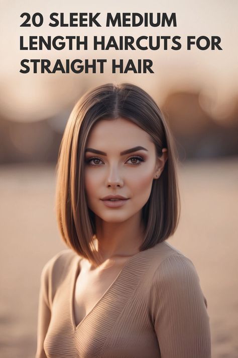 Need a fresh look? These 20 medium-length haircuts for straight hair are perfect for sleek and polished vibes. #HaircutInspo #StraightHair2024 Mid Shoulder Length Hair Straight, Trendy Straight Hairstyles, Simple Straight Haircut, Haircuts For Girls With Straight Hair, Shoulder Length Straight Hair With Layers, Medium Length Haircut For Thick Hair Straight, Haircuts For Straight Thick Hair, Straight Layered Hair Medium Mid Length, Haïr Cut For Straight Hair