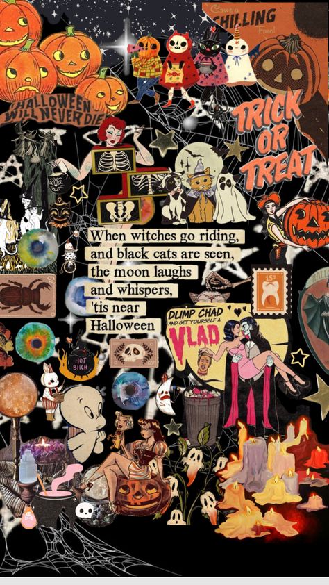 Halloween phone wallpaper collage Halloween Aesthetic Phone Wallpaper, Cute Cat Halloween Wallpaper, Horror Collage Wallpaper, Retro Halloween Wallpaper, Halloween Ipad Wallpaper, Halloween Collage Wallpaper, Phone Wallpaper Halloween, Phone Wallpaper Collage, Collage Phone Wallpaper