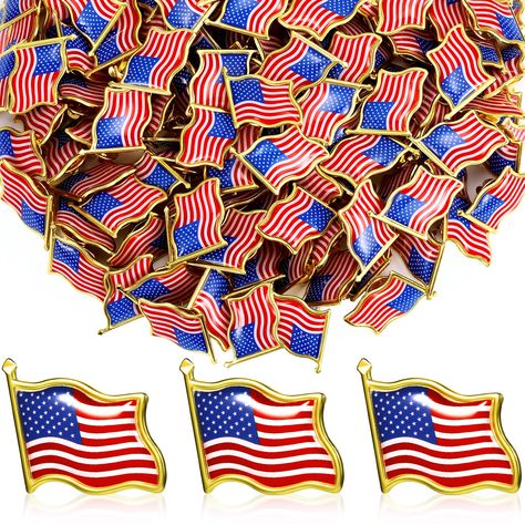 PRICES MAY VARY. Reliable Material: our American flag lapel pins are made of brass plated metal alloy, with adoptions of crafts, featuring a smooth and shiny surface; Further, each lapel pin has an easy to open and close butterfly clasp, simple to put on and take off, providing you a lot of convenience Rich and Complete Set: you will receive 200 pieces of US flag pins, and each measures about 0.75 x 0.7 x 0.4 inch, compact to carry and store, adequate quantity and to wear, exchange and share wit Patriotic Decorations Party, American Flag Pin, Sweater Brooch, Oil Drip, Pins Brooch, Waving Flag, Enamel Badges, Flag Pins, Embroidered Badges