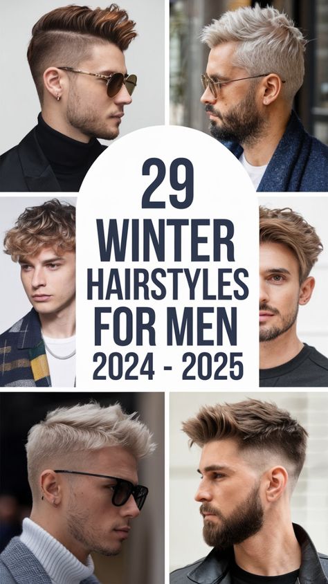 Winter hairstyles for men 2024 - 2025 are all about embracing bold trendy looks. If you prefer short styles, try a short curly cut for a modern yet classic look. Dreadlocks are also trending, and dread styles for men with long hair offer a cool and vintage feel, perfect for those who love to make a statement. These mens styles are easy to maintain and will keep you looking sharp this winter. Mens Trendy Hairstyles, Edgy Hairstyles Men, Mens Winter Haircuts, Men’s Hair Cuts Curly, Trendy Haircut For Men, Mens Winter Hairstyles, White Men Hairstyles, Men Thick Hairstyle, Trending Male Haircuts