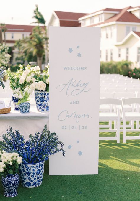 Floral Lined Aisle, Florida Wedding Venues Beach, Gasparilla Inn, White Wedding Inspiration, Best Wedding Destinations, Wedding Lawn, Tent Wedding Reception, Blue And White Wedding, Greenery Centerpiece