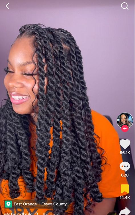 Mid Length Twists Braids, Passion Twist In A Bun, Bohemian Cuban Twist, Boho Marley Twists Black Women, Jumbo Island Twist, Jumbo Boho Twists, Large Marley Twists, Boho Marley Twists, Boho Twists Black Women