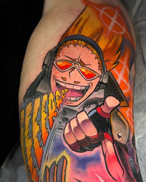 Had a bit of an uploading issue over the past few months so I missed some tattoo updates! Present Mic joins Aizawa for the My Hero Academia portion of my sleeve. Thanks to the ever talented @jacklesdouglas from @shinraelectric for the amazing work, as usual . . . #PresentMic #PresentMictattoo #myheroacademia #myheroacademiatattoo #mha #mhatattoo #bnha #bnhatattoo #bokunohero #bokunoheroacademia #bokunoherotattoo #bokunoheroacademiatattoo #animetattoo #shinraelectric #shinraelectrictattoo Mha Present Mic, Present Mic Icon, Mha Tattoos, Mic Tattoo, Yamada Hizashi, Hizashi Yamada, Present Mic, Pen Tattoo, Cute Little Tattoos