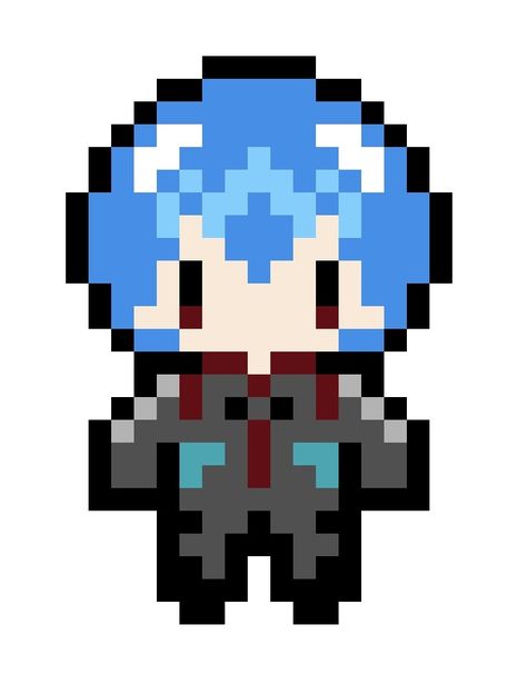 Bead Pixel Art, Pixel Characters, Pearl Beads Pattern, Neon Evangelion, Rei Ayanami, Neon Genesis, Alpha Patterns, Perler Bead, Hama Beads