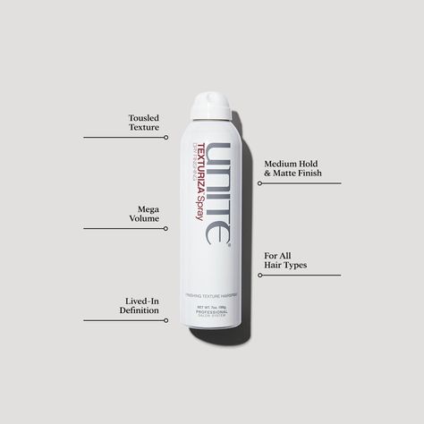 DRY FINISHING HAIR TEXTURIZER Never fall flat with TEXTURIZA Texturizing Spray, a dry, translucent finishing spray that delivers weightless volume and texture to finish your style. Great for all hair types. Our texturizing hair spray is perfect for making all hair types easier to style. Use this hair texturizer on dry hair only.Benefits:• For all hair types & textures• Adds volume, texture & fullness• Delivers medium, workable hold• Provides thermal & UV protection• Safe for extensions & color-t Hair Texturizer, Texturizing Hair, Fall Flats, Finishing Spray, Texturizing Spray, Hair Spray, Color Treated Hair, Paraben Free, Dry Hair
