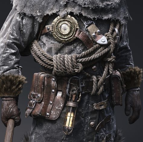 FROSTPUNK Explorer Character Design, Explorer Character, Face Modeling, Apocalypse Character, Post Apocalyptic Costume, Post Apocalyptic Art, Marvelous Designer, Post Apocalypse, 3d Artwork