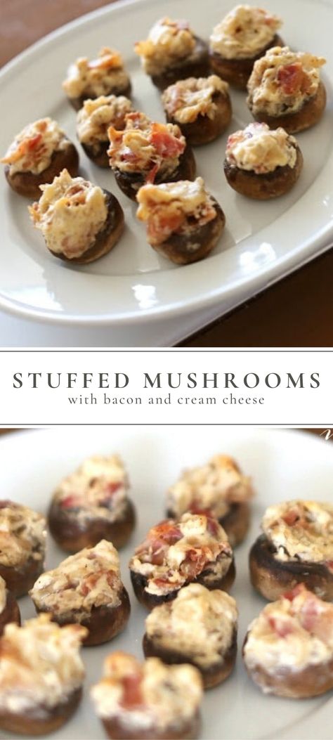 Stuffed Mushrooms Cream Cheese, Cream Cheese Stuffed Mushrooms, Best Stuffed Mushrooms, Easy Make Ahead Appetizers, Stuffed Mushrooms Easy, Cheese Stuffed Mushrooms, Make Ahead Appetizers, Bacon Appetizers, Bacon Stuffed Mushrooms