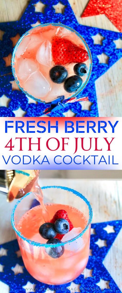 Delicious flavors of fresh crushed strawberry, vodka, and lemonade give this easy Fourth of July vodka cocktail a juicy refreshing flavor that satisfies just in time for those fireworks! #fourthofjuly #4thofjuly #fourthofjulydrinks #4thofjulycocktails #fourthofjulyvodkacocktail #vodkalemonade #easyvodkadrinks #strawberryvodkacocktail #redwhiteandbluedrink Fourth Of July Vodka Drinks, 4 Of July Cocktails, 4th Of July Vodka Drinks, Easy 4th Of July Cocktails, 4th Of July Drinks Alcoholic Big Batch, Fourth Of July Cocktails Alcohol, 4th Of July Cocktails Pitcher, Fourth Of July Cocktails, Titos Vodka Recipes